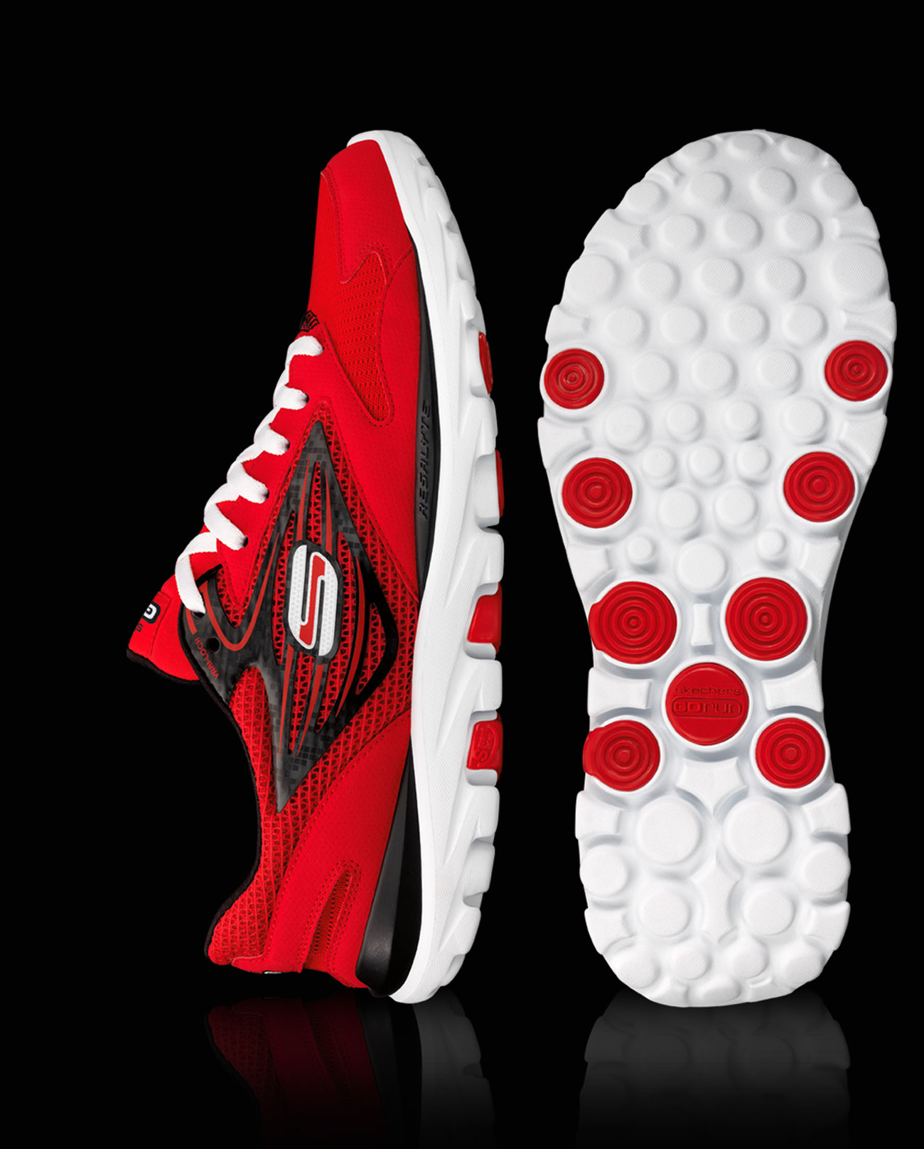 skechers red running shoes